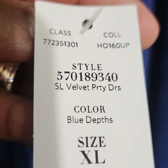 White House Black Market Womens XL Deep Blue Velvet Diamond Pattern Party Dress - Picture 6 of 6